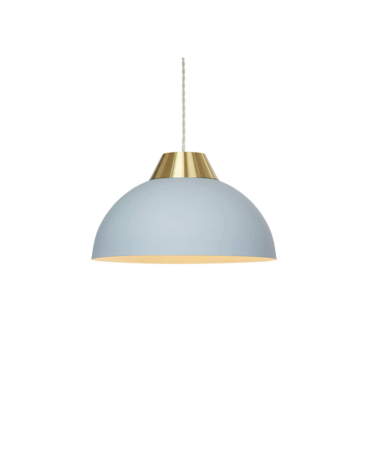 A blue hanging lamp